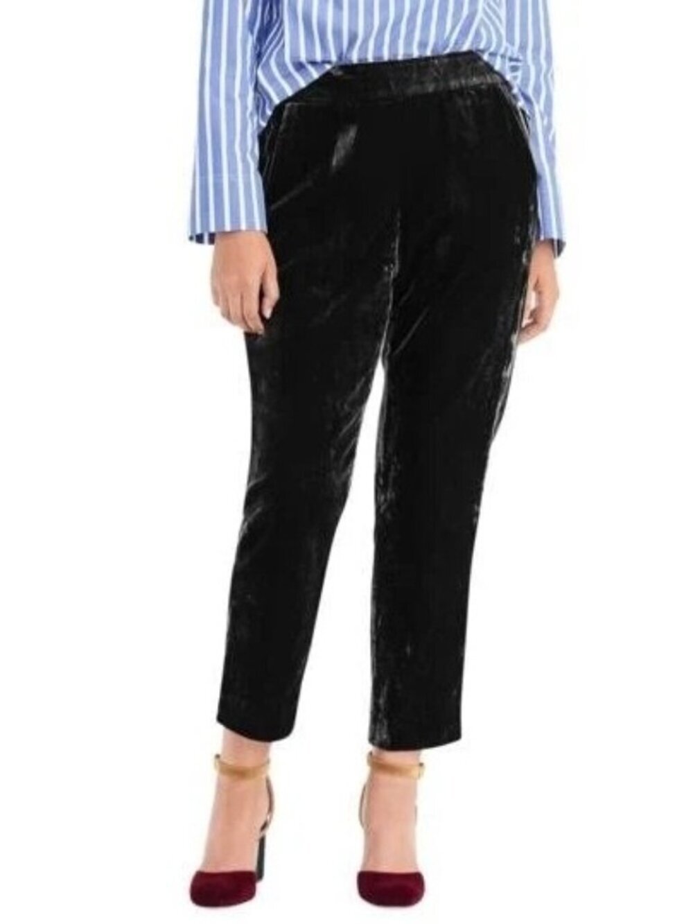 J. Crew Ankle Velvet Pullon Trouser Black 8 #A2862